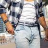 The Metro · Navy Stripe / Silver